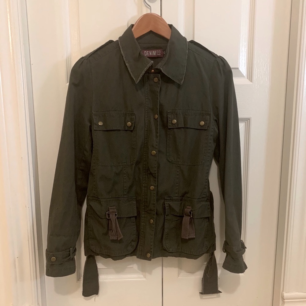 EMBELLISHED DISTRESSED MILITARY JACKET